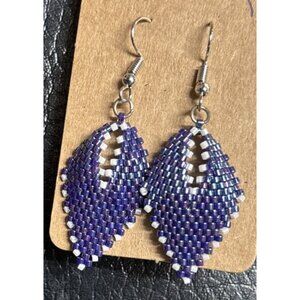 Peyote Leaf Earrings Purple Iridescent Handmade by Sacred Feather Traders